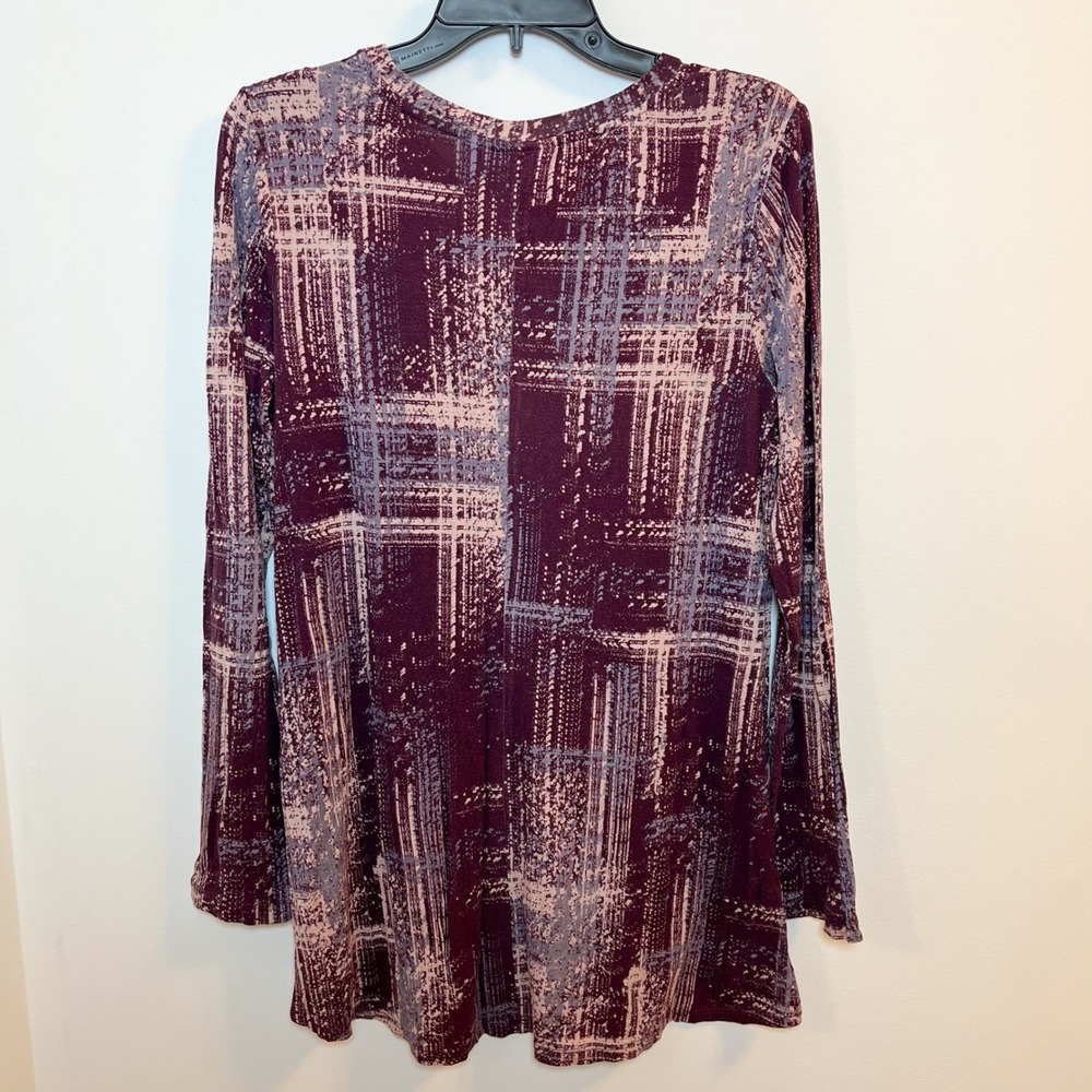 LOGO by Lori Goldstein Women's Long Sleeve Tunic Top Abstract‎ Print Size Large - Picture 2 of 9
